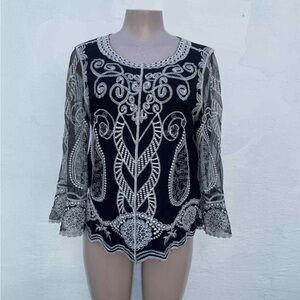 Chico's Elegant Black and White Blouse
